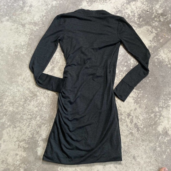 Banana Republic Dark Gray Casual V Neck Dress Side Ruching Size XS - Picture 8 of 10